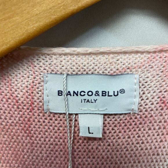 NWT Bianco & Blue Short Sleeve Knit Top Sweater Size Large Acrylic Italy C065 -8 - Picture 16 of 16